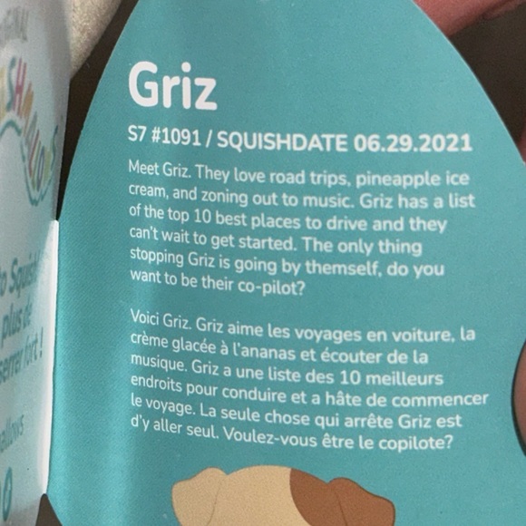 Squishmallow 7" Griz The Bulldog - NEW - Picture 6 of 7